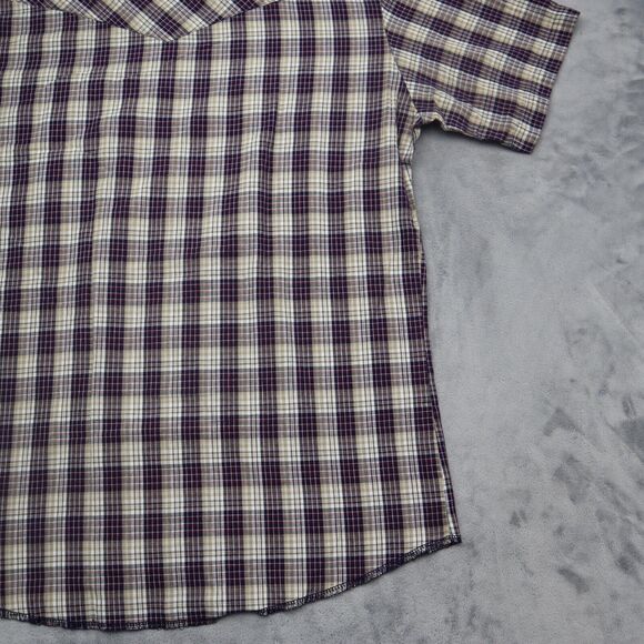 Wrangler Shirt Mens Medium Blue Red Plaid Pearl Snap Western Workwear Button Up - Picture 14 of 14